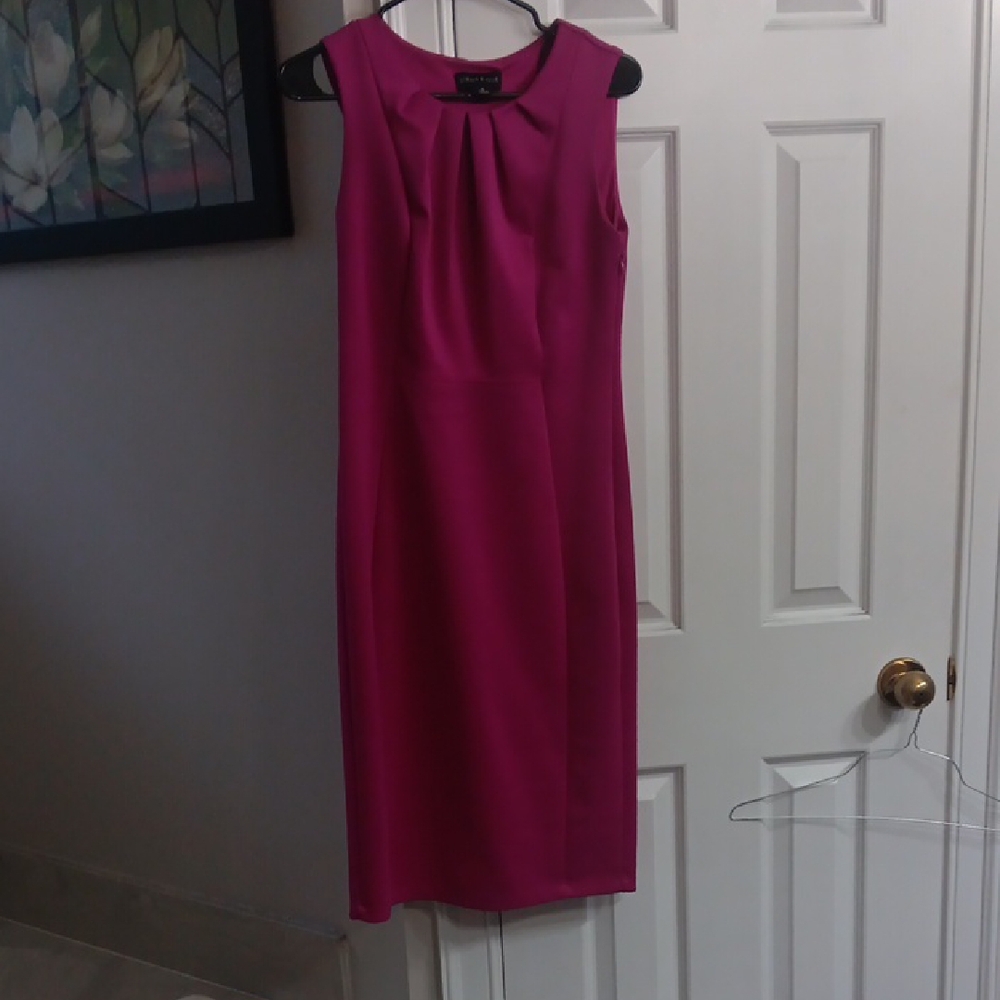 Stella & Julie Pink Sheath Pleated Midi Dress